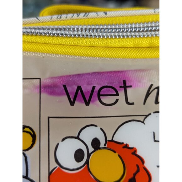 Sesame Street Wet N Wild Cosmetic Bag With Cartoon Characters Zipper Closure Yel - Picture 3 of 3
